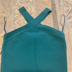 Teal Ribbed Top with Cross-Back
